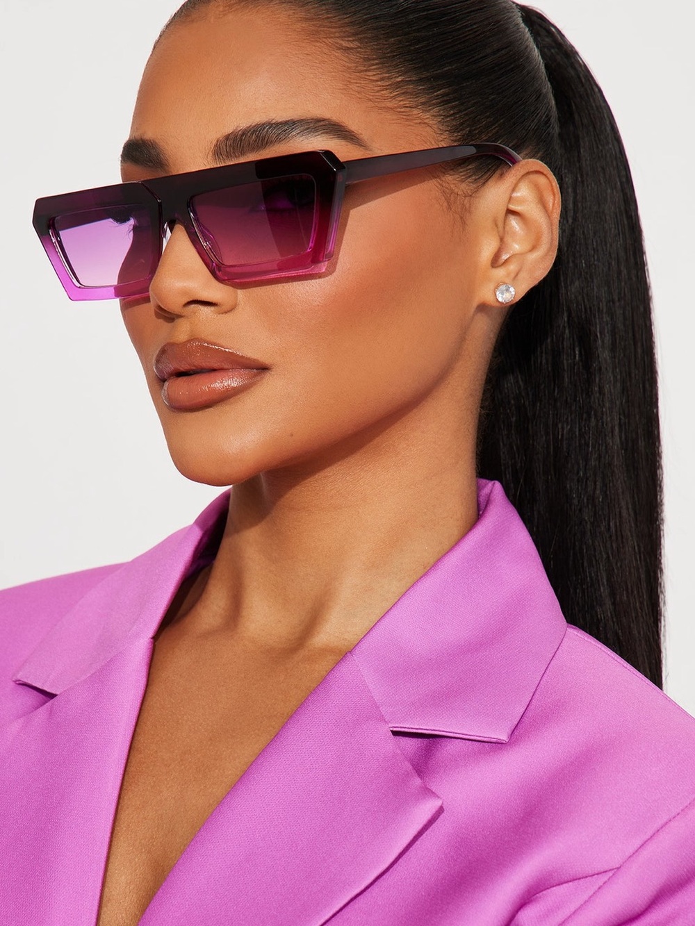 Purple Gradient Square Sunglasses - Women Accessories